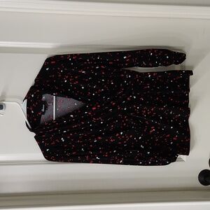 DKNY faux wrap top, M, navy